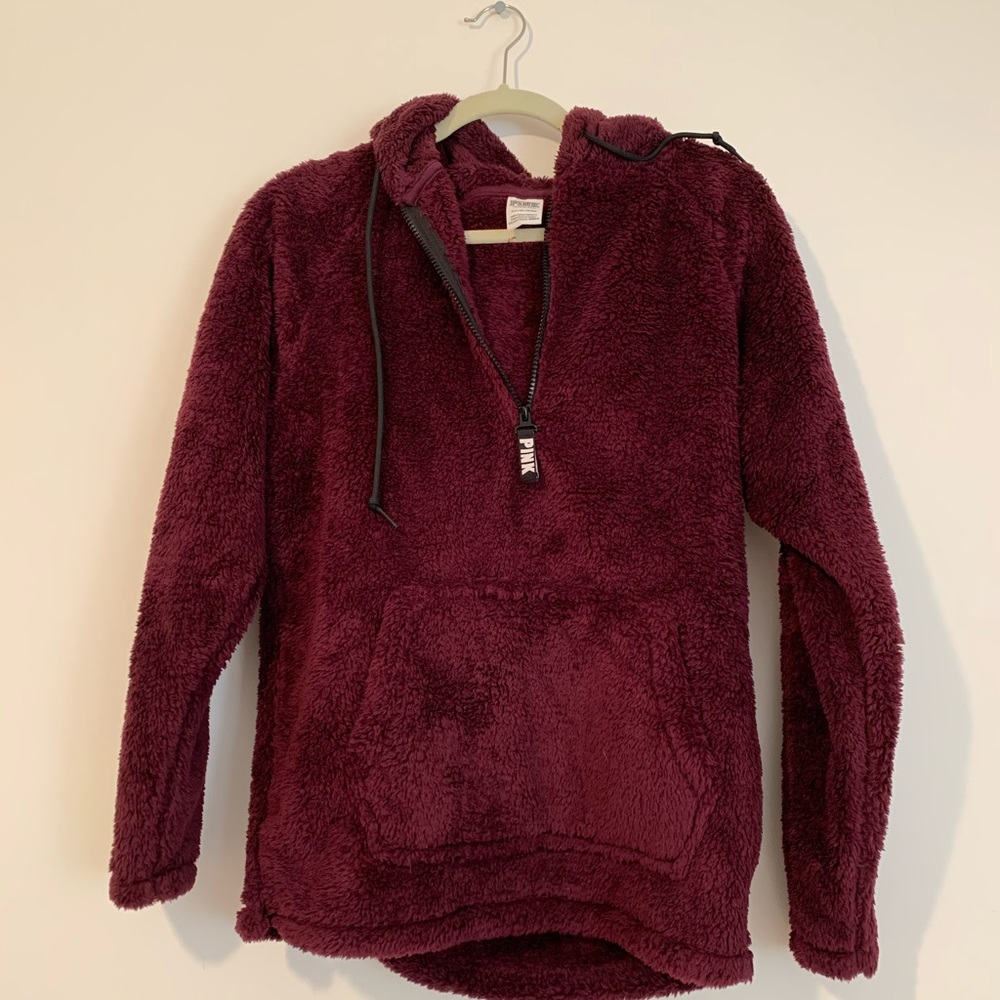 NWOT - VS Pink Sherpa Half Zip size Small